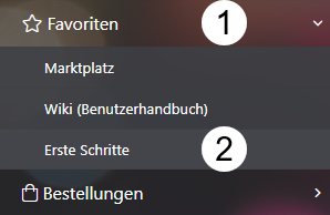 Navigation zu Erste Schritte