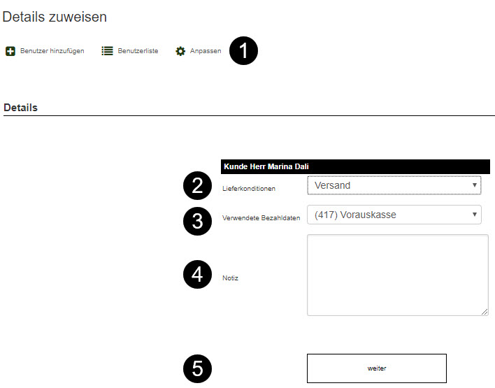 Dialog Details zuweisen