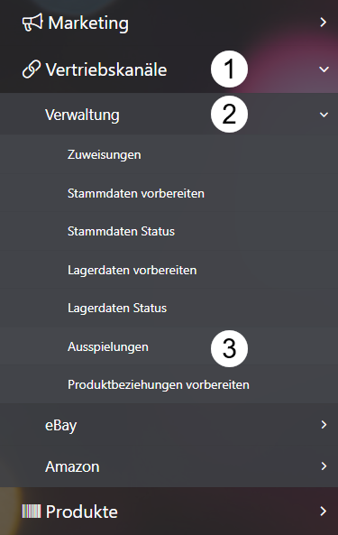 Navigation zu den Ausspielungen