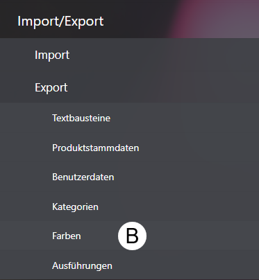 Navigation über Import/Export