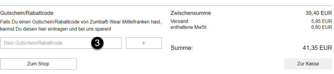 Gutschein im Shop einlösen