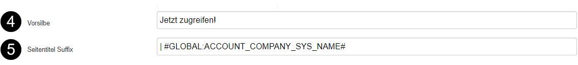 Vorsilbe und Seitentitel Suffix