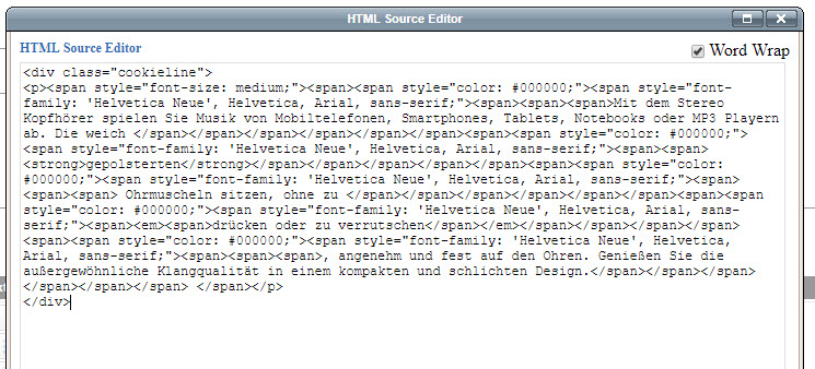 HTML-Ansicht im Texteditor