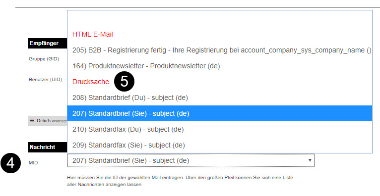 Serienbrief auswählen