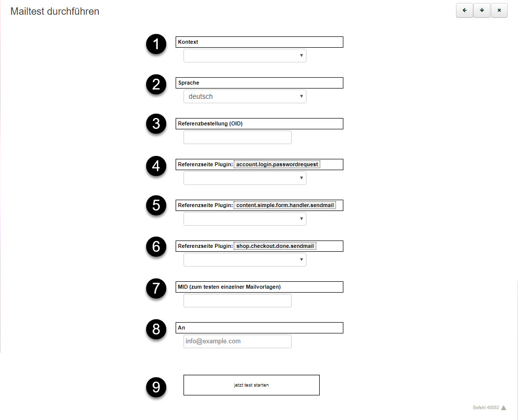 Dialog Mailtest durchführen