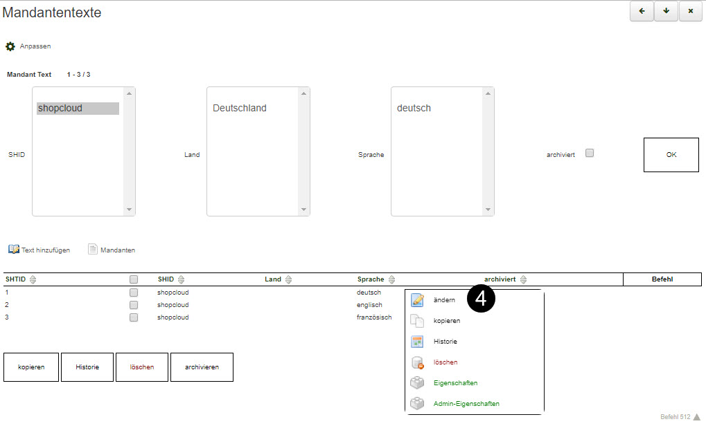 Sprachabhängige Texte öffnen