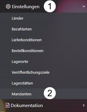 Navigation zur Mandantenliste 