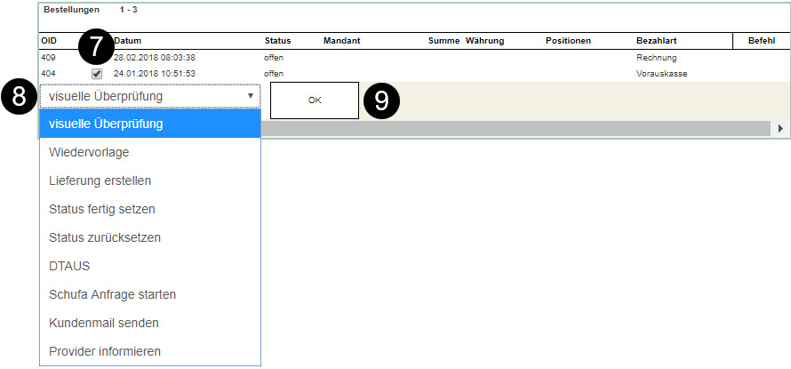 Visuelle Überprüfung auslösen