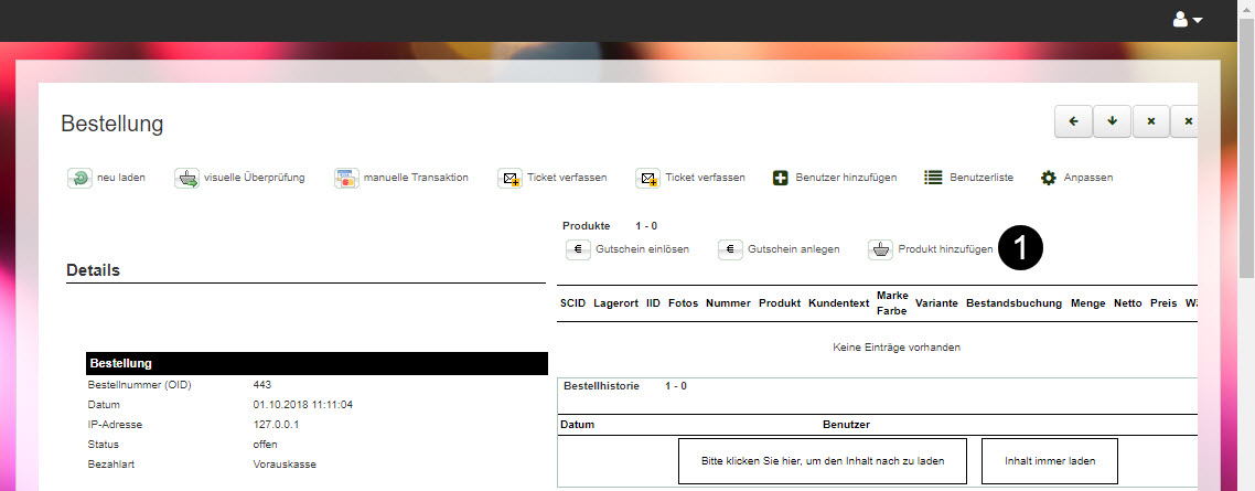 Button Produkt hinzufügen