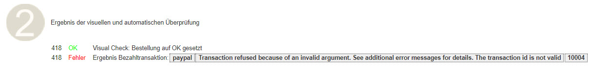 Beispiel einer Fehlermeldung