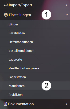 Navigation zu Mandanten