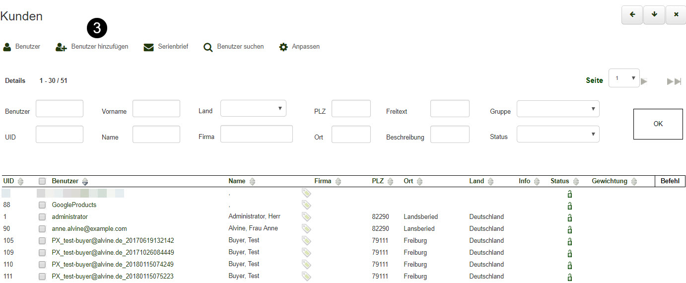 Button Benutzer hinzufügen