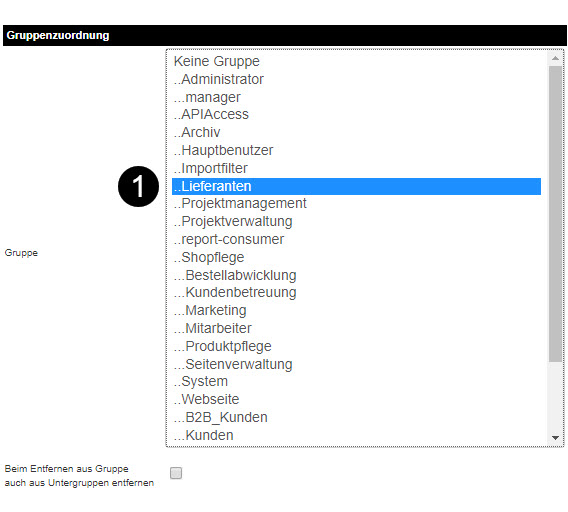 Gruppe Lieferant zuweisen