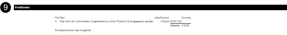 Angebote Positionen