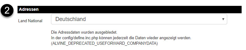 Dialog Bereich Adressen