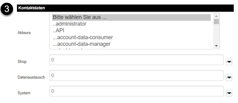 Dialog Bereich Kontaktdaten