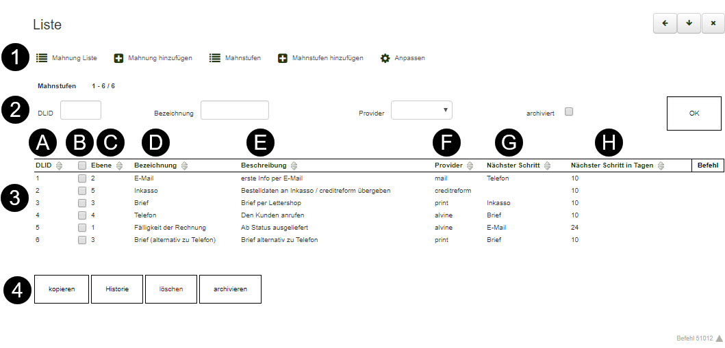 Mahnung hinzufügen Dialog
